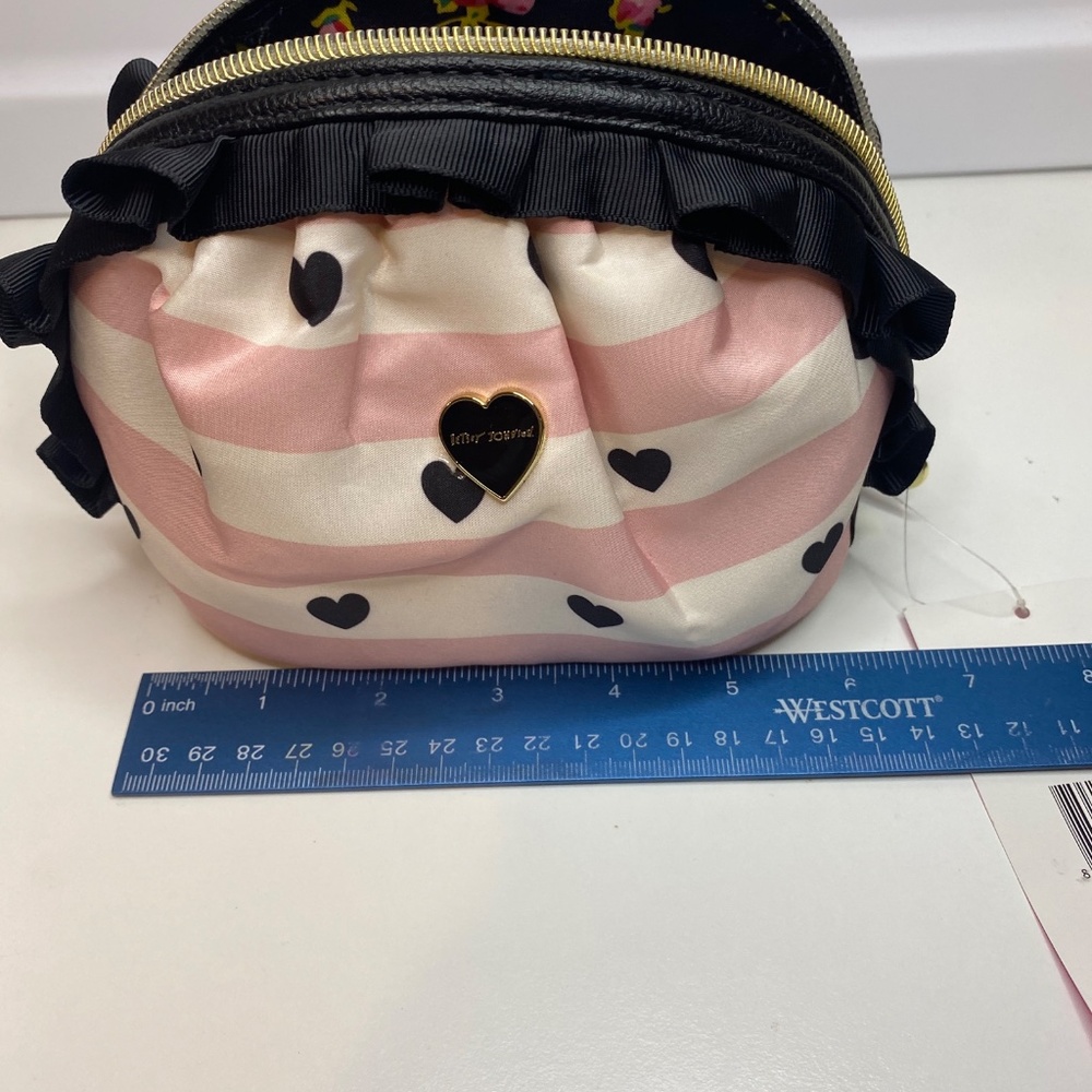 Betsey Johnson Cosmetic Bag Makeup Bag Hearts Stripes NWT - Picture 10 of 12
